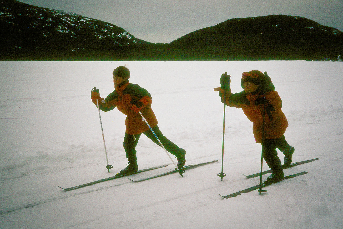 Boys Cross-Country Skiing on Eagle Lake