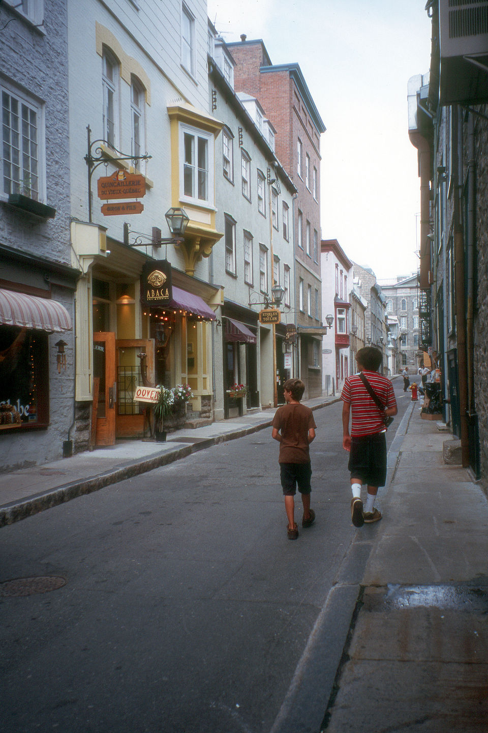 The boys wandering through Vieux Quebec