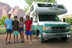 Family with the Lazy Daze at the Fruita Campground