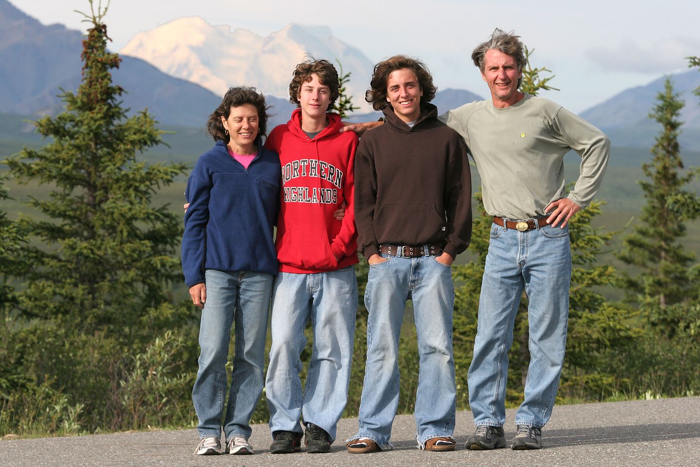 Family in front of Denali