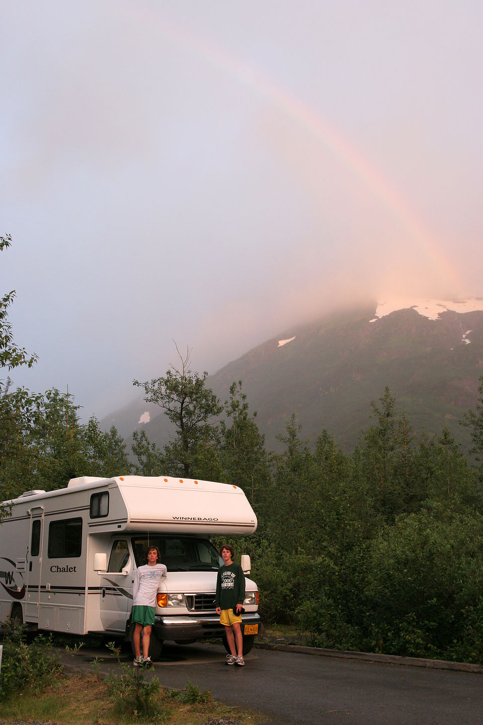 Rainbow over winnie with boys Rainbow over winnie with boys