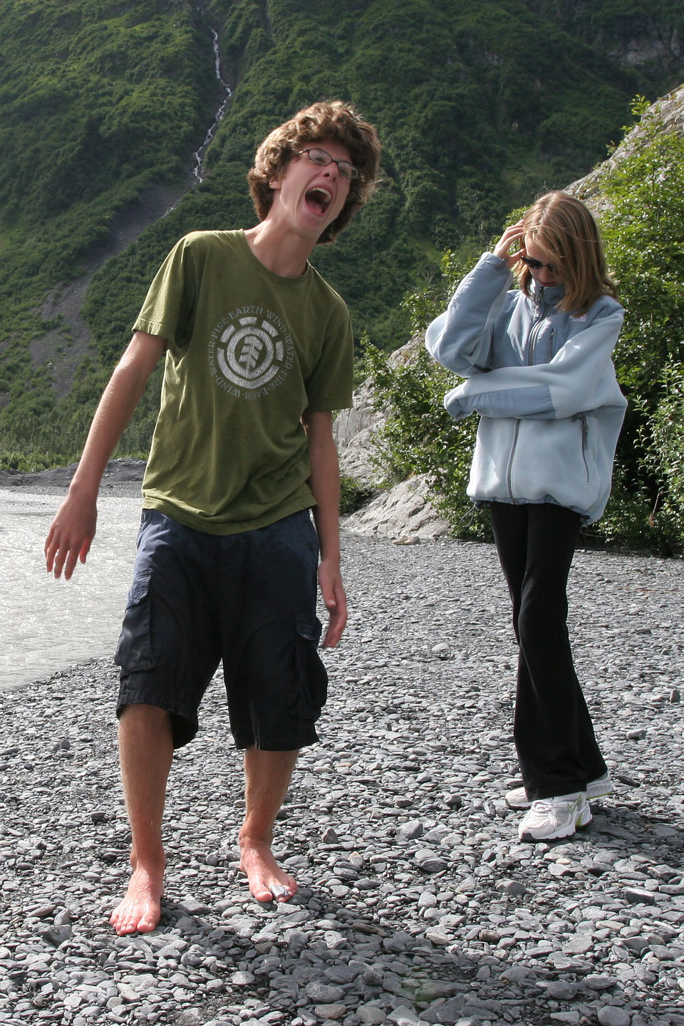 Tom feeling the burn after wading in glacial water