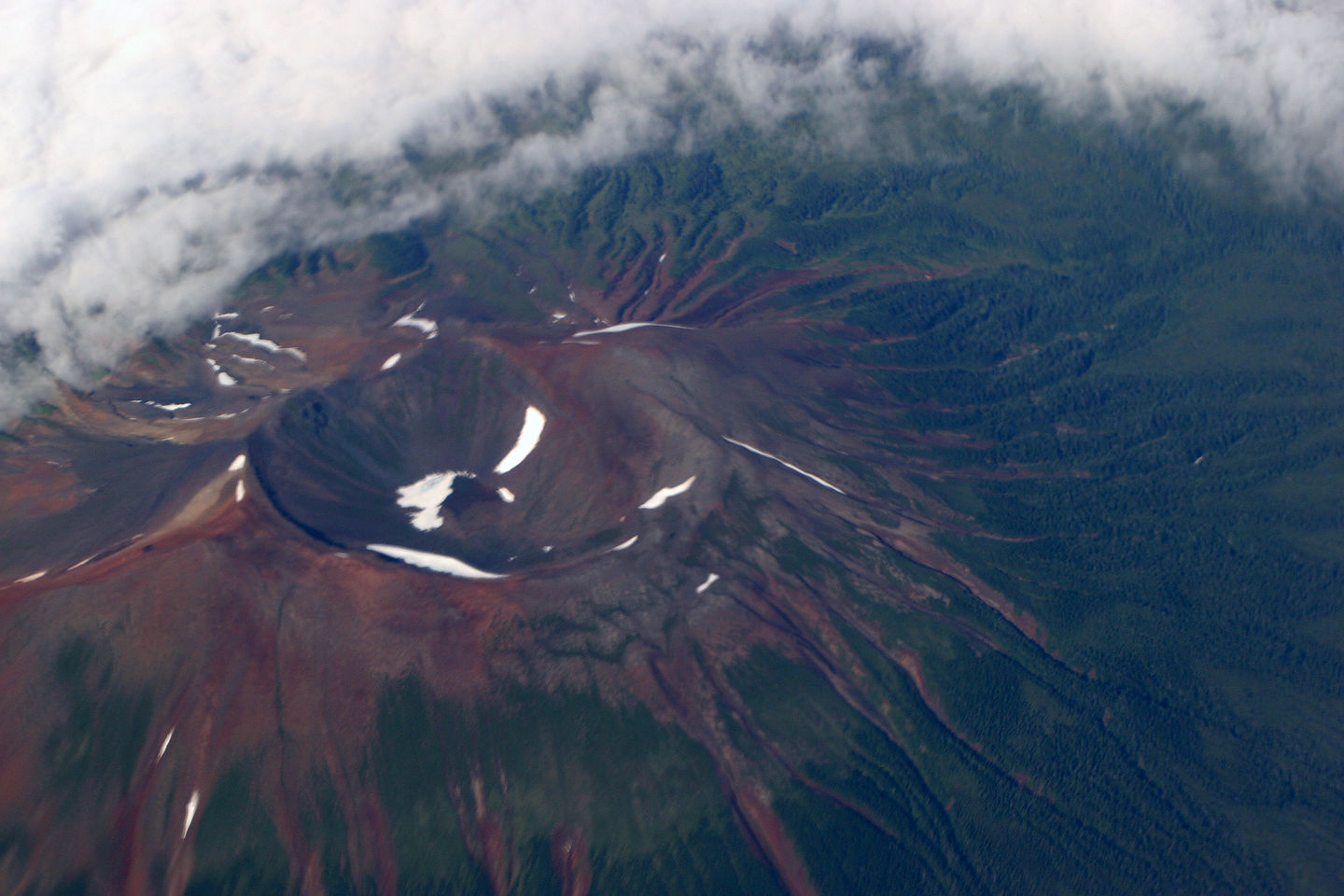 Volcano from airplane window