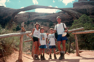 Family in front of Landscape Arch