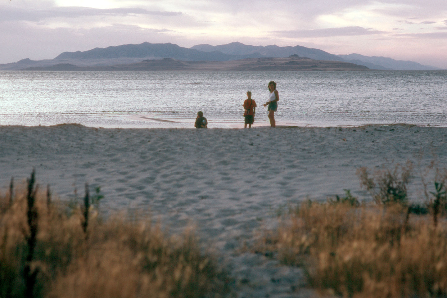 Lolo and boys on campground beach Lolo and boys on campground beach