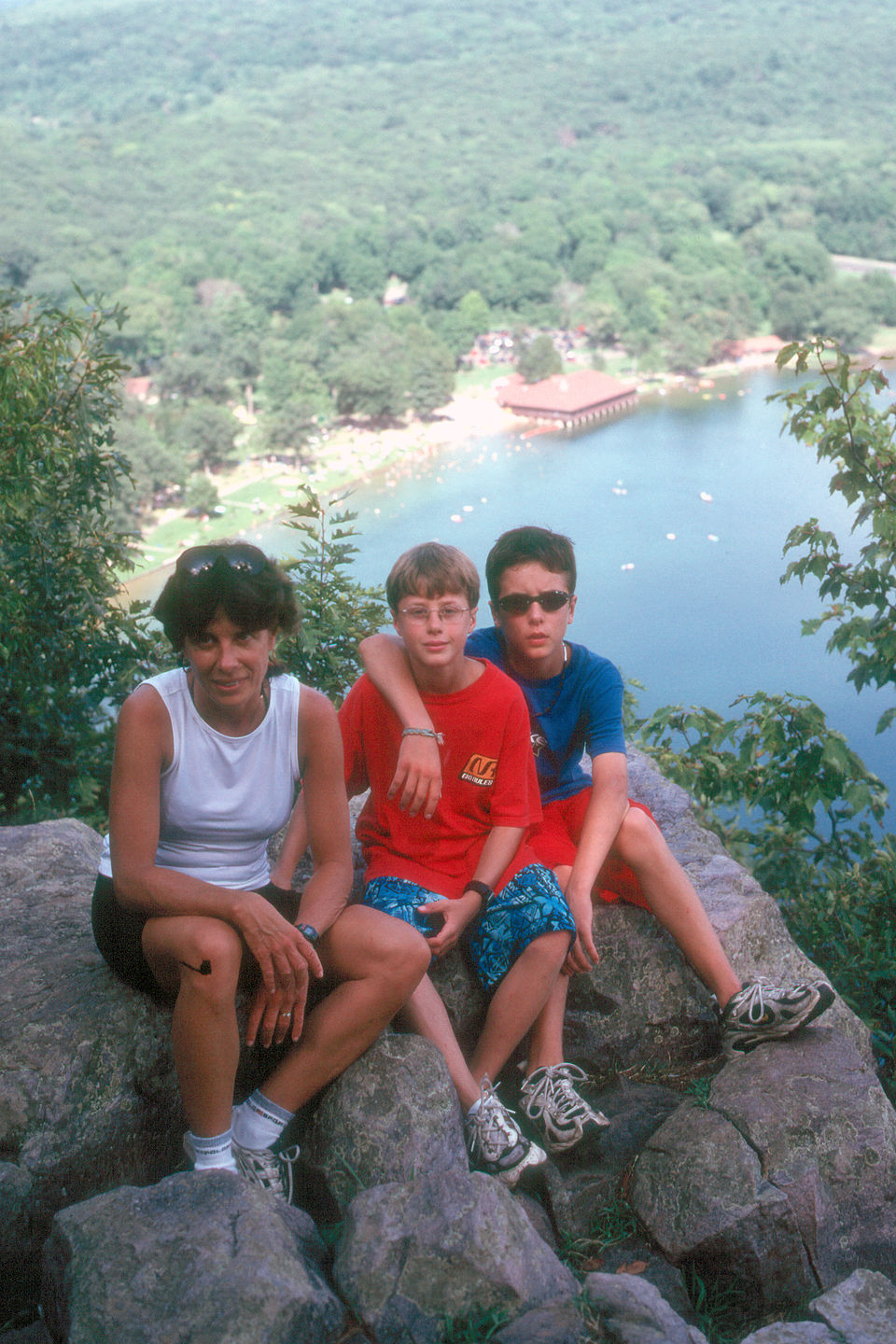 Lolo and the boys overlooking Devil's Lake