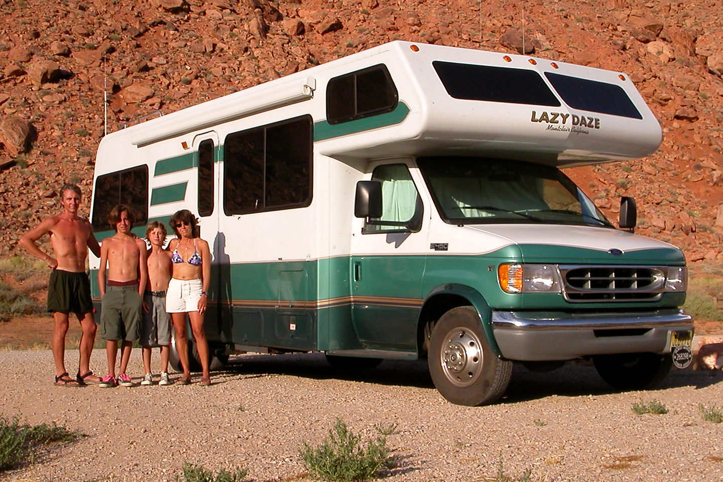 Family by RV along Colorado Riverway Family by RV along Colorado Riverway