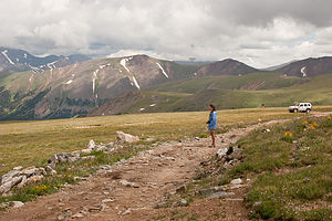 Lolo inspecting steep hill to Saints John