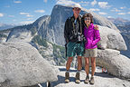 Lolo and Herb at North Dome with Half Dome and Boobs under Rock