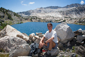 Herb resting on 20 Lakes Basin Trail