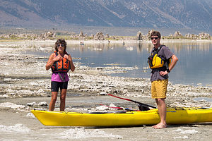 Lolo and Tom Kayaking Mono Lake