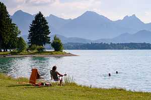 Our campground beach on the Forgensee