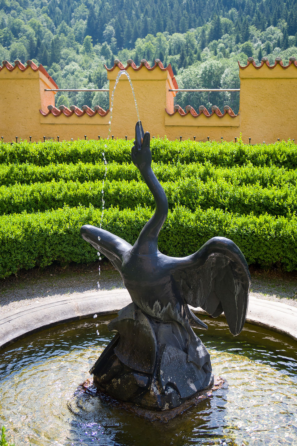 Swan statue in Schloss Hohenschwangau Garden