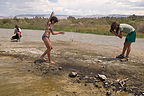 Lolo exploring brine flies of Mono Lake