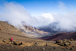 Lolo descending into Haleakala Crater