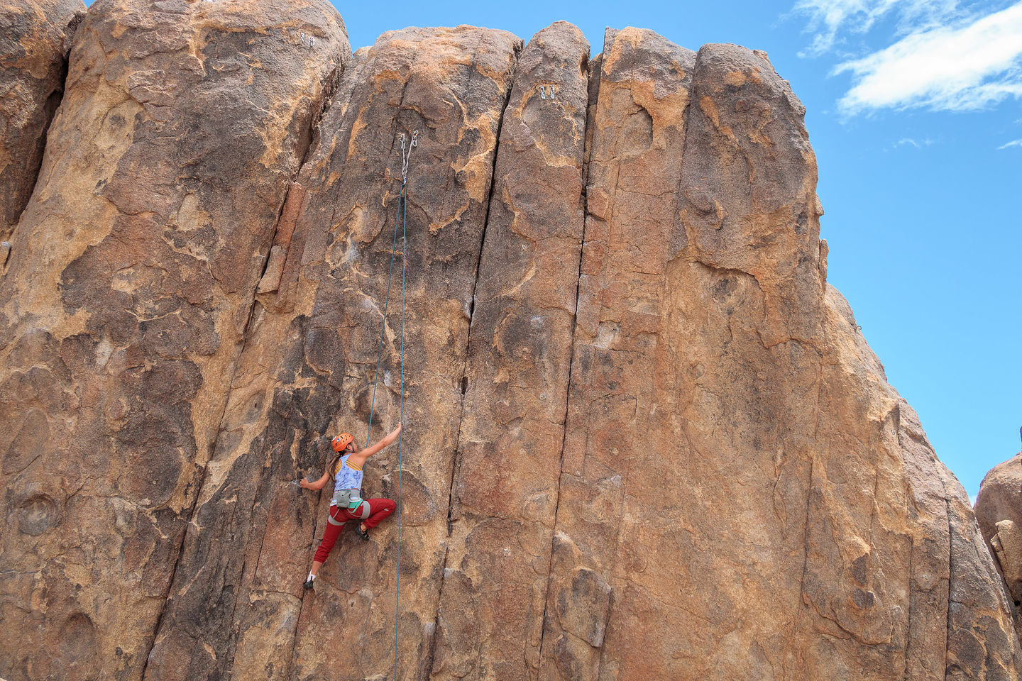 Celeste taking the "boot" off and climbing in the Alabama Hills Celeste taking the "boot" off and climbing in the Alabama Hills