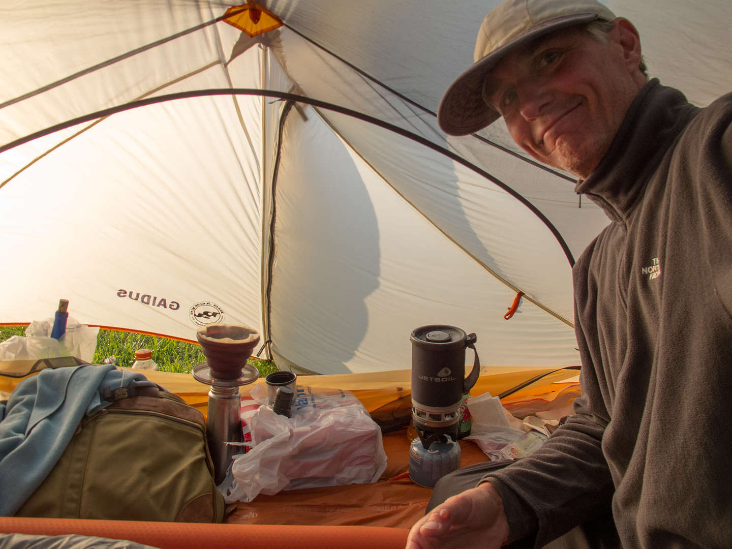 Making Breakfast in the Tent