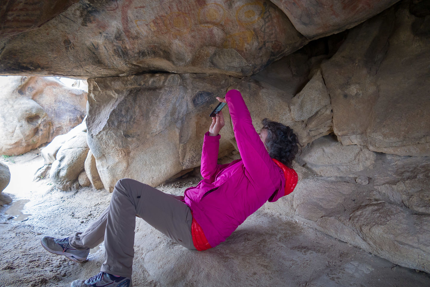 Lolo photographing the cave paintings