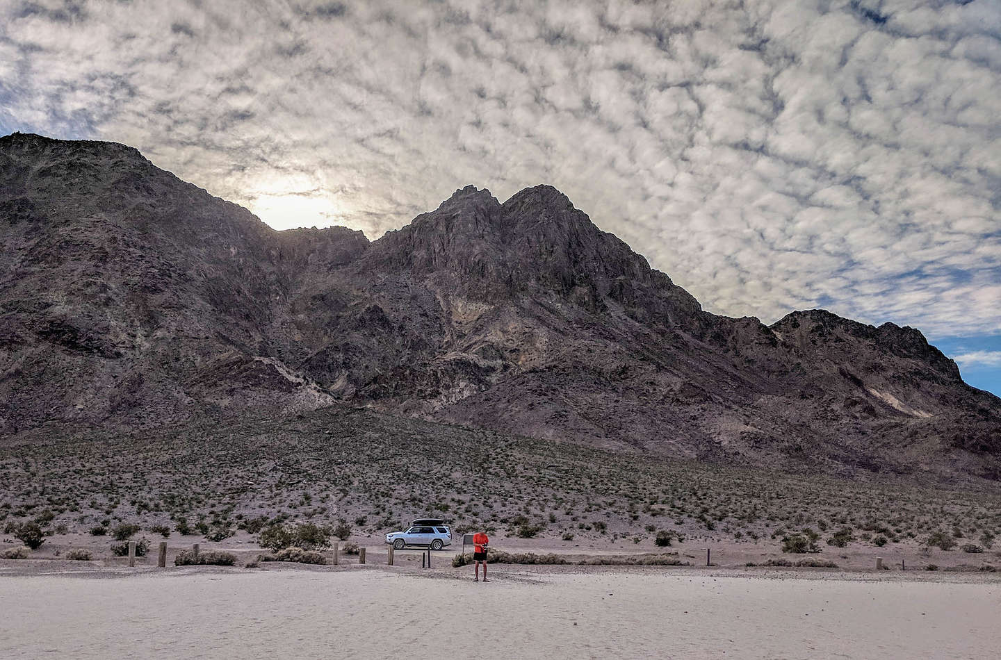 Arriving at the Racetrack Playa Grandstand