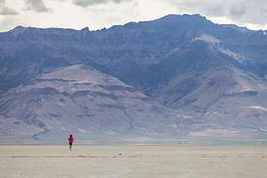 Lolo running on the playa