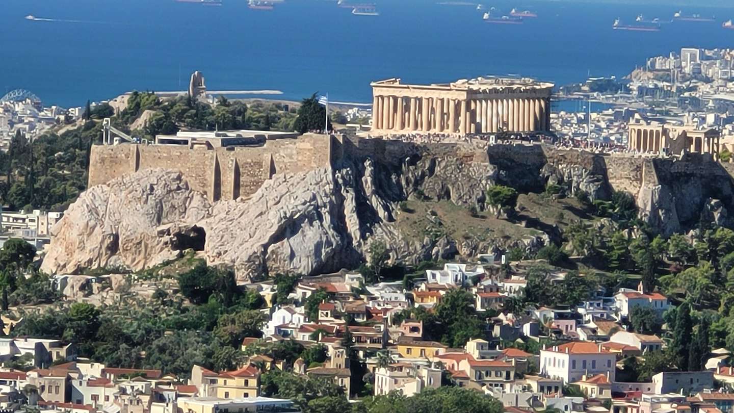 View of the Acropolis from top of Lycabettus Hill
