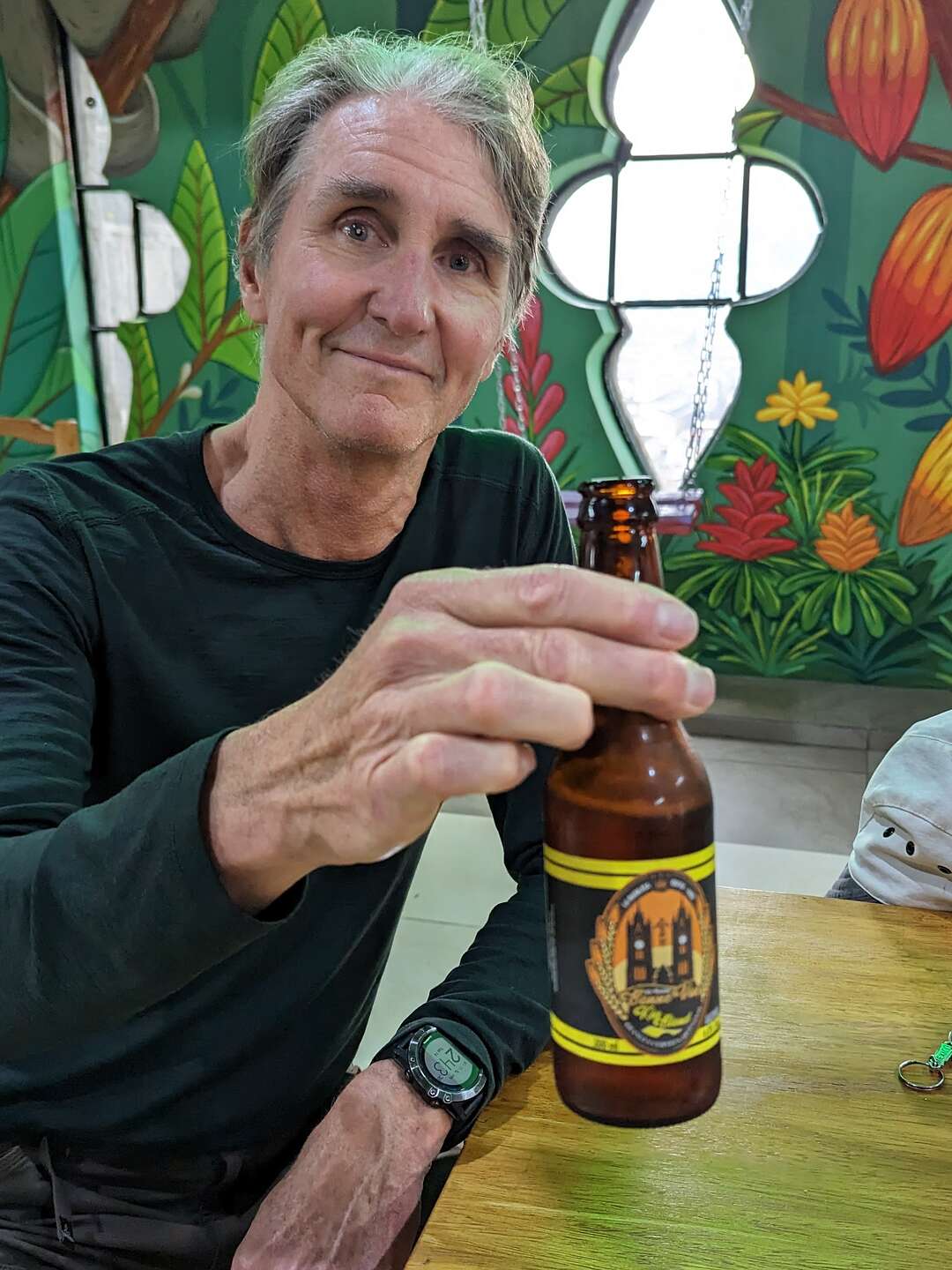 Herb enjoying his first beer in a basilica