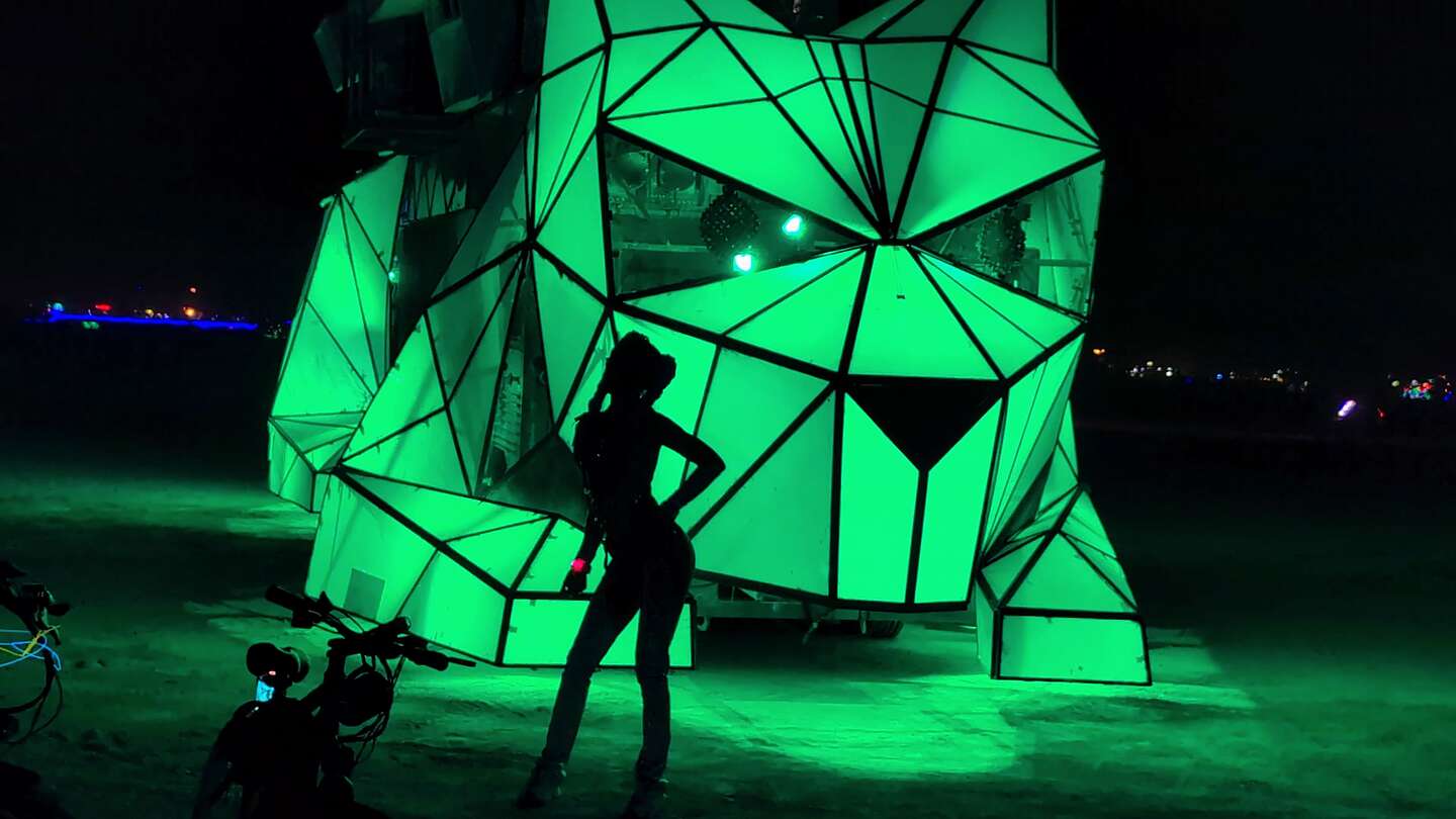 Huggzilla with dancer Huggzilla with dancer