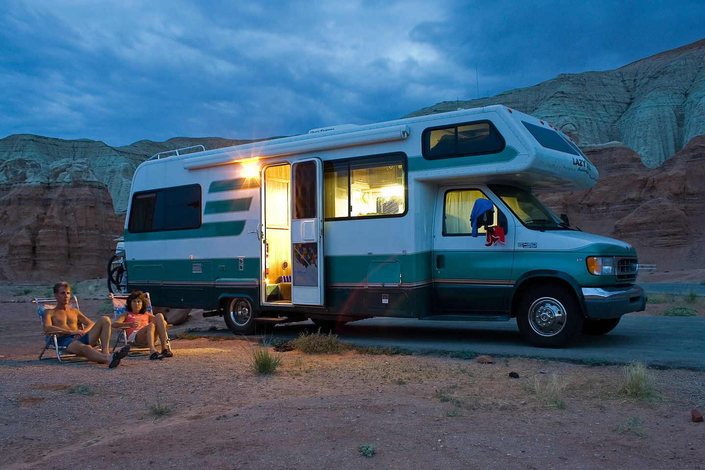 Parents with Lazy Daze in Goblin Valley Campground - AJG
