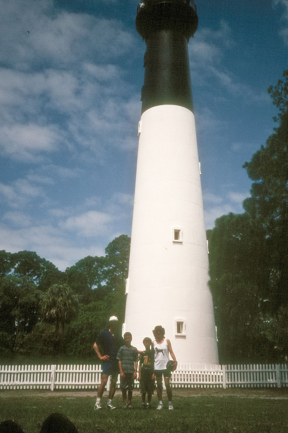 Family with Hunting Island lighthouse
