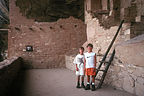 Kids in Balcony House cliff dwelling