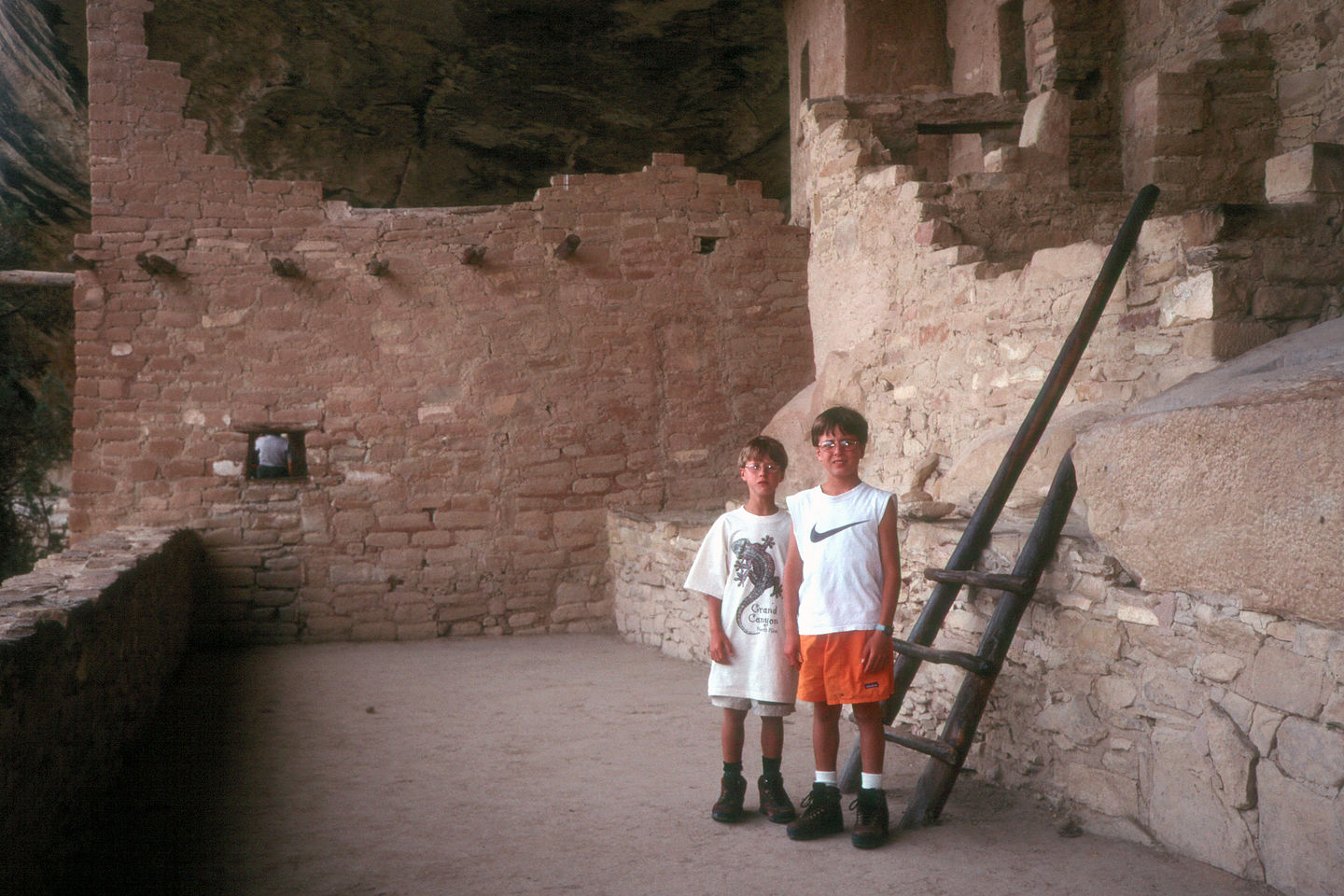 Kids in Balcony House cliff dwelling