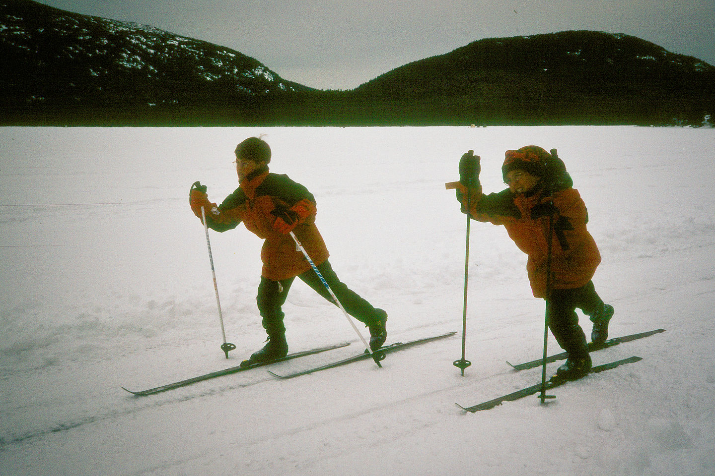 Boys Cross-Country Skiing on Eagle Lake Boys Cross-Country Skiing on Eagle Lake