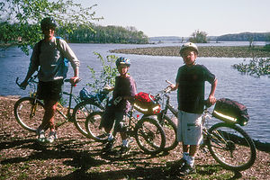 Herb and boys on bike trai