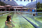 Lolo and Andrew swimming in the hot springs