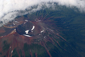 Volcano from airplane window