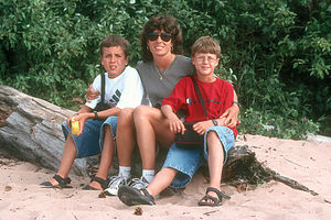 Lorry and boys at Apostle Islands beach