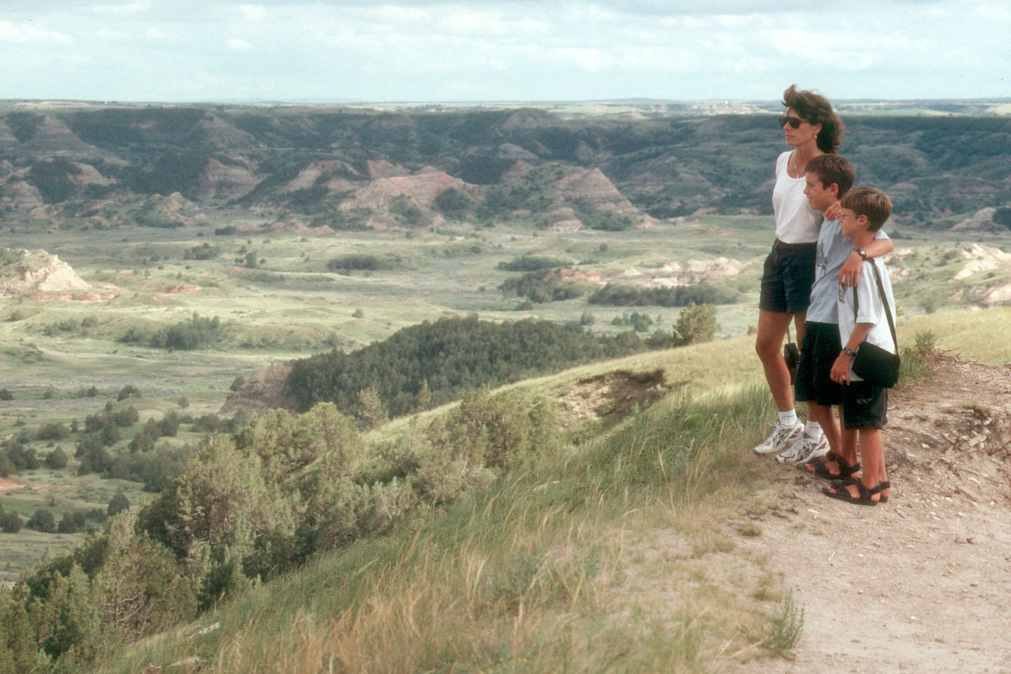 Lolo and the boys enjoying view of painted desert