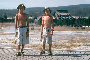 Kids by Old Faithful Lodge