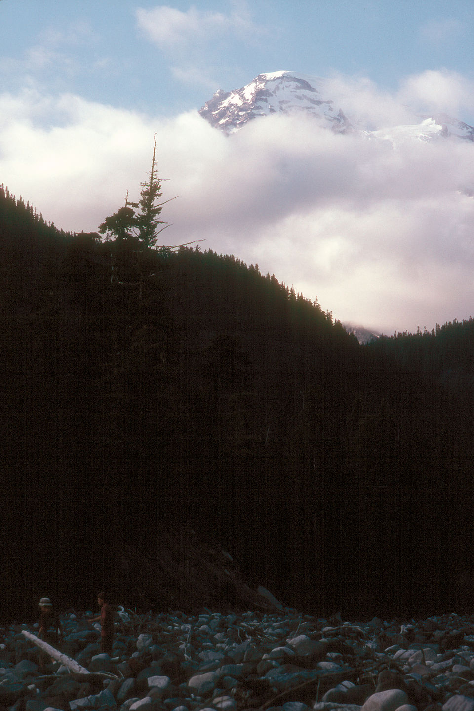 Mt. Rainier disappearing in the clouds