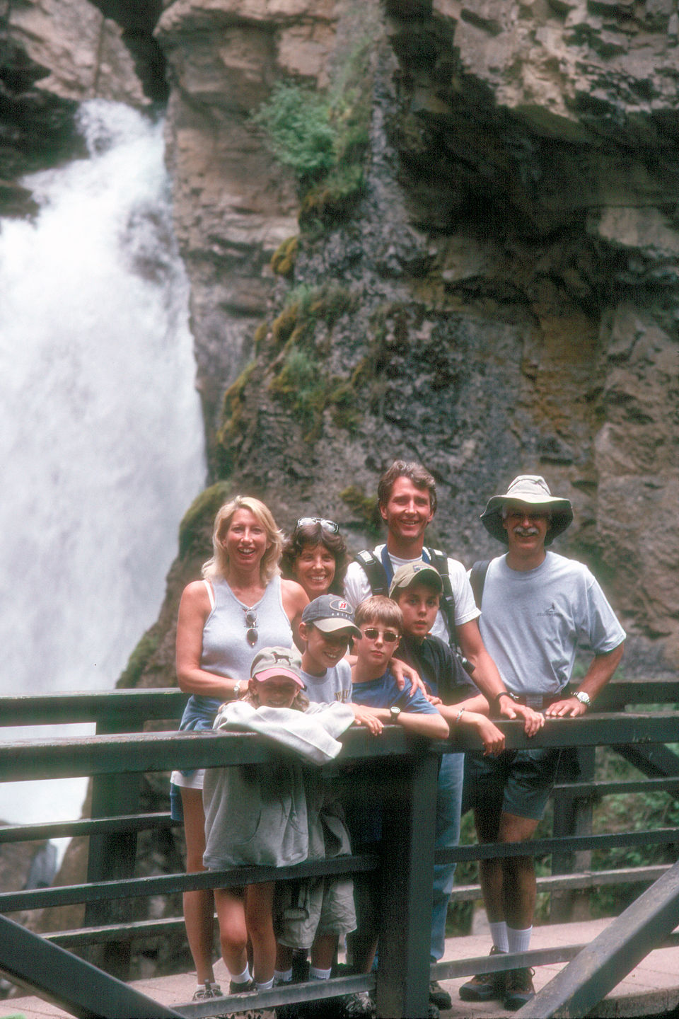 Whole gang along the Johnston Canyon Trail