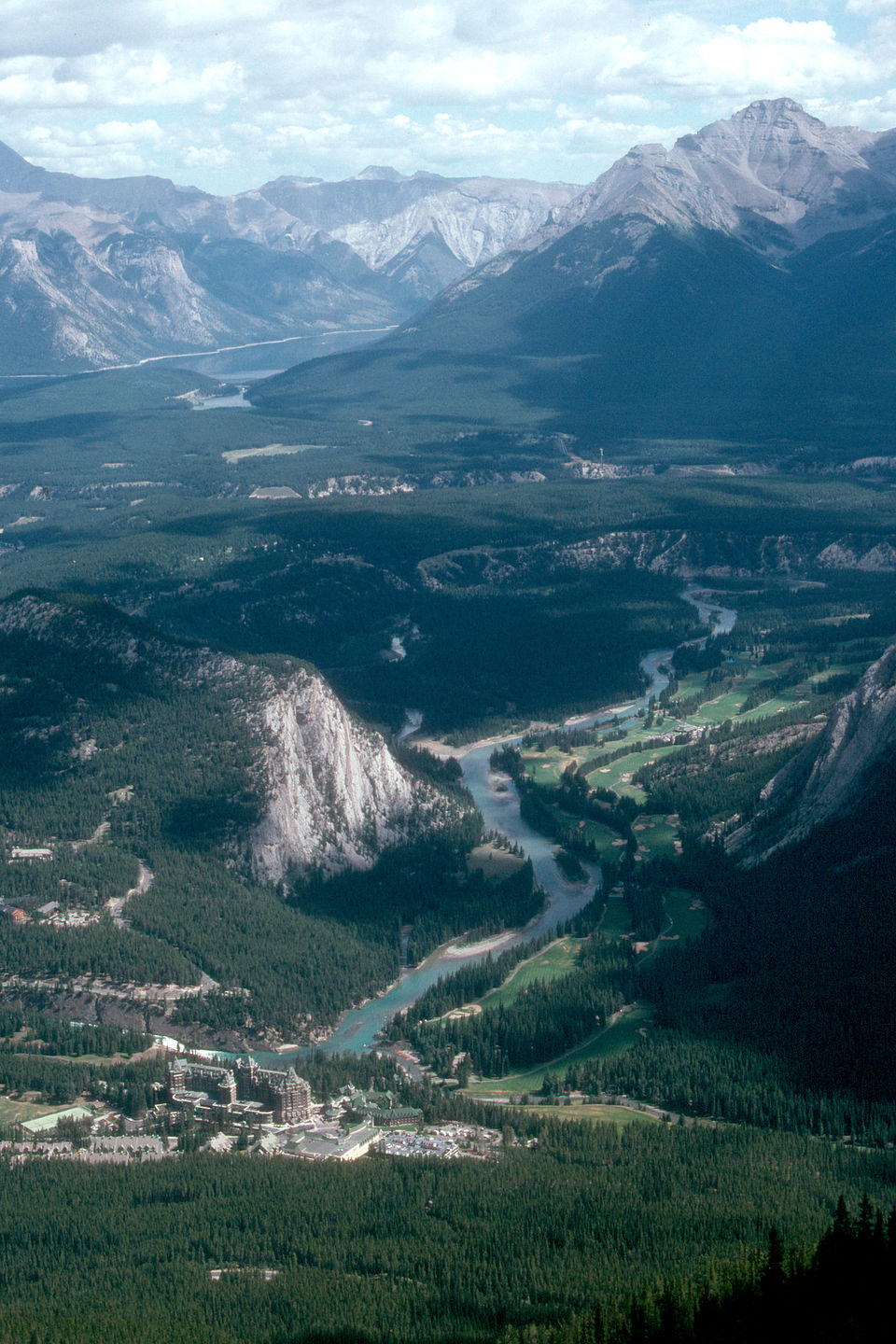 View of Banff Springs Hotel from Sulphur Mountain