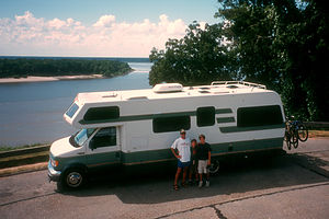 RV poised to cross the mighty Mississippi River