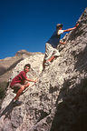 Boys rock scrambling on Devils Hall Trail