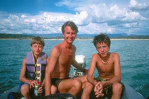 Rafting across Heron Lake