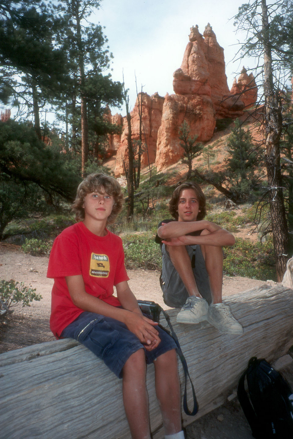 Boys with "Queen Victoria" on her throne