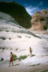 Boy's exploring the canyon