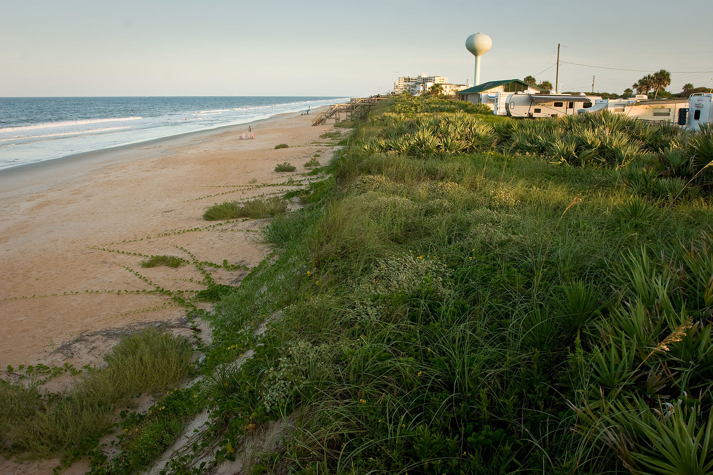 View of beach from campground bluff