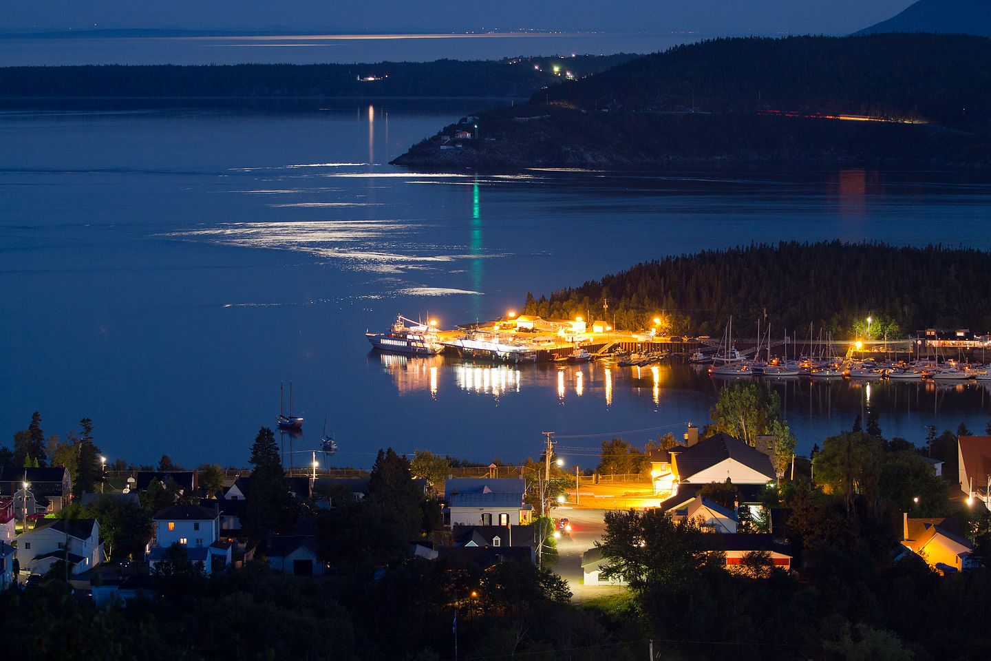 Night View of Tadoussac Village from Campground - TJG Night View of Tadoussac Village from Campground - TJG