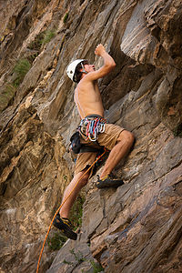 Tom leading Clear Creek Canyon 5.10 - AJG