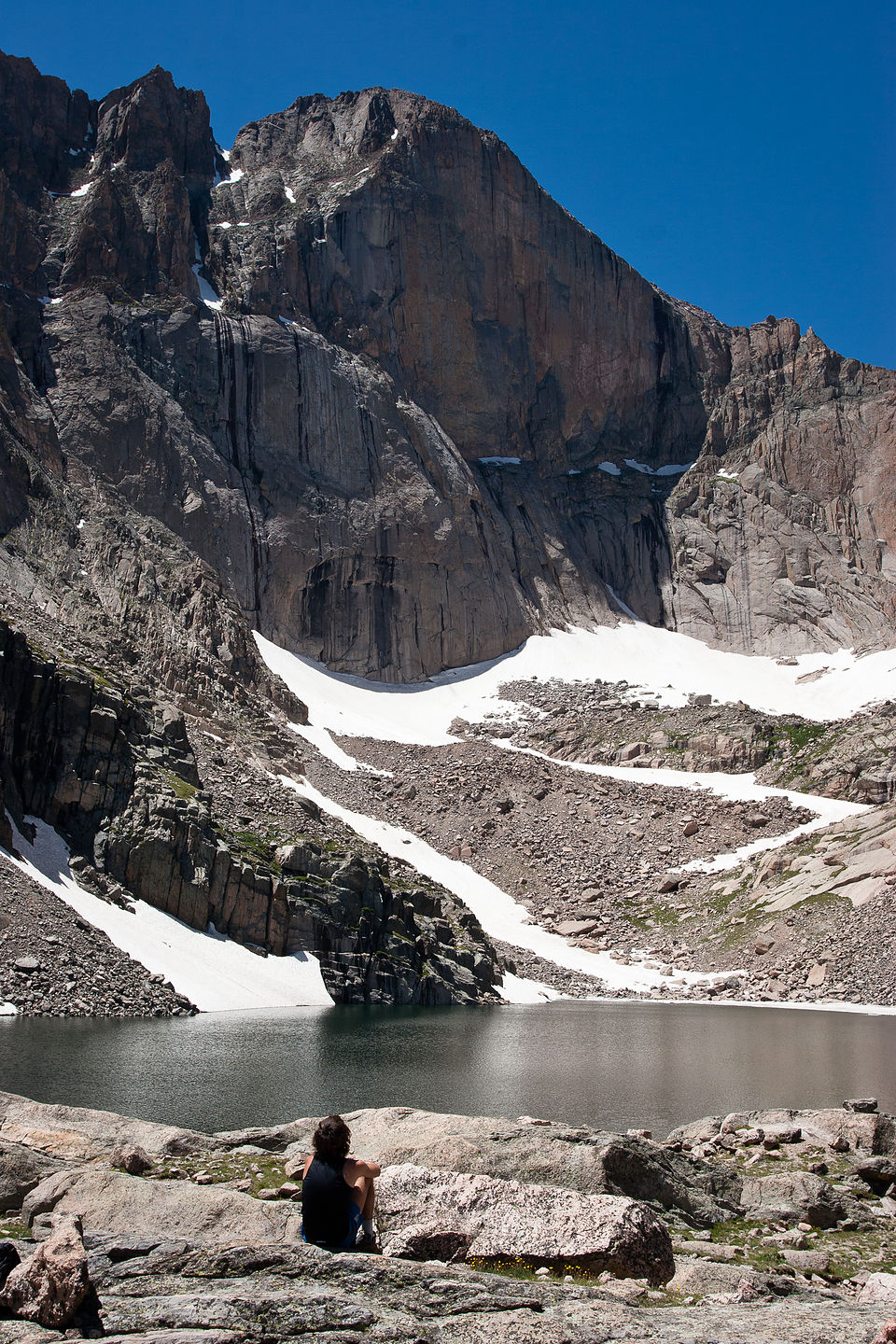 Andrew contemplating Longs Peak